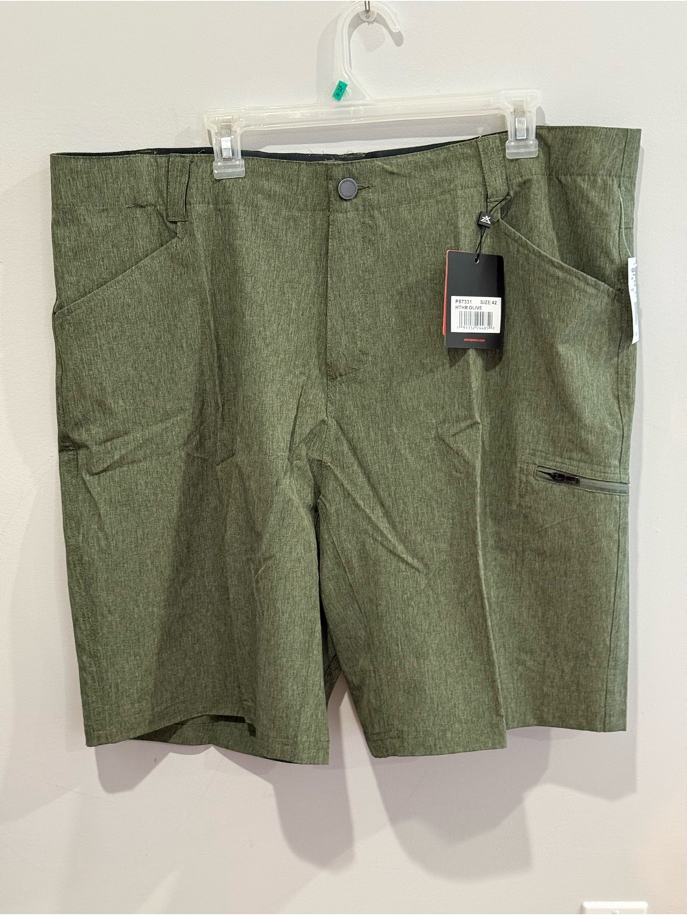 New Zeroxposur 42 Men's Green Performance Shorts w Pockets 261